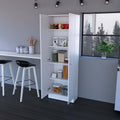 Virginia Double Door Storage Cabinet, Five Shelves White Mdf Engineered Wood