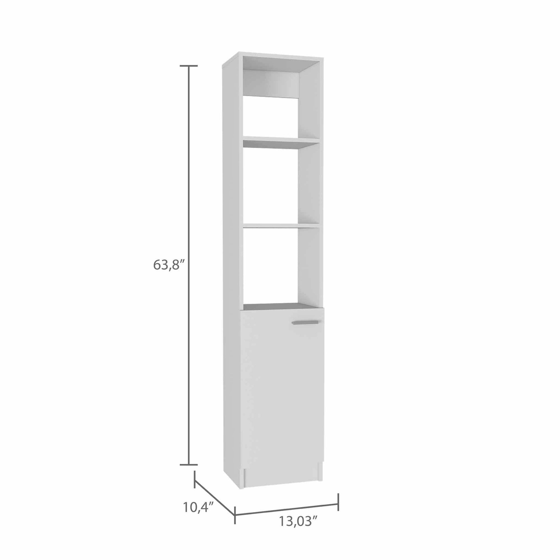 Kansas Linen Cabinet, Three Shelves, One Cabinet Beige 1 60 In & Above Bathroom Freestanding Modern 10 15 Inches Particle Board Engineered Wood