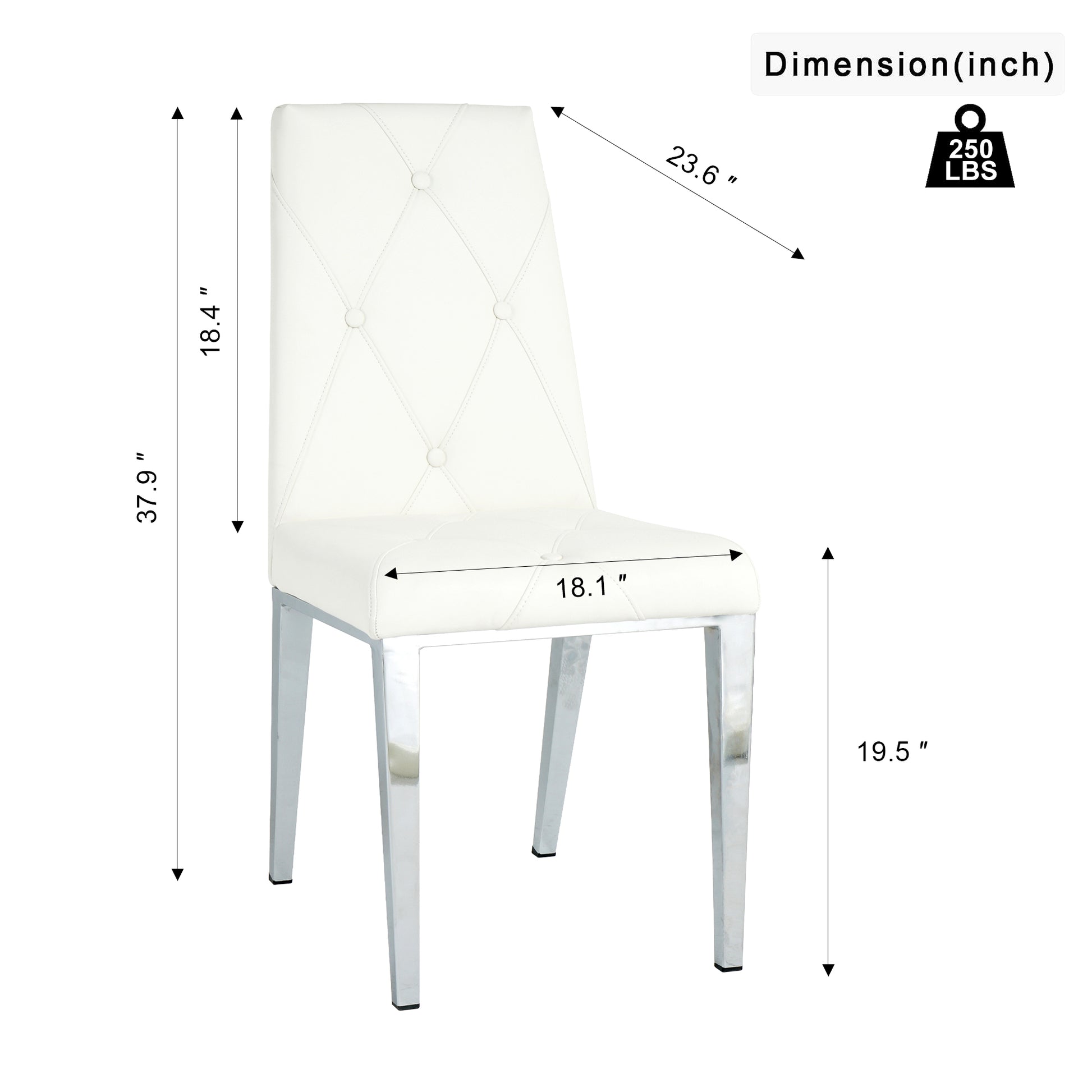 Modern Simple Light Luxury Dining Chair White Chair Home Bedroom Stool Back Pu Electroplated Chair Legs Set Of 2 Metal White Silver Pu