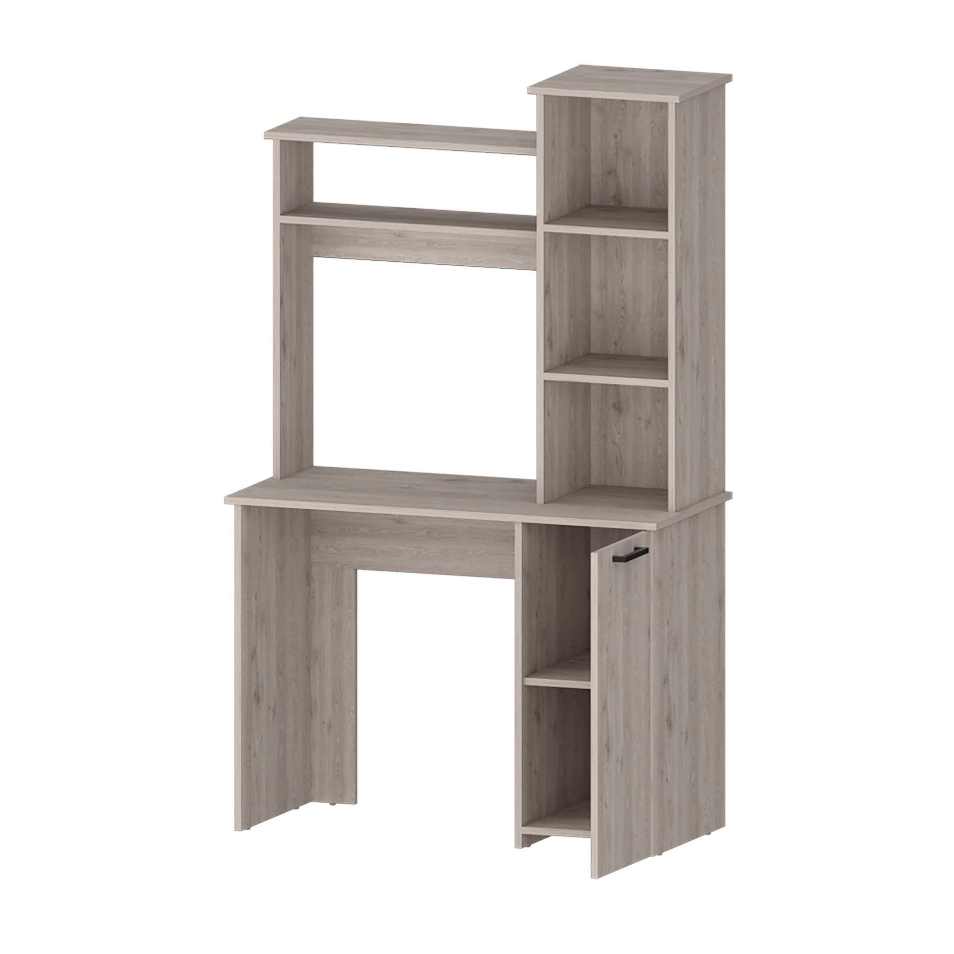 Rumford Computer Desk With Hutch And 3 Tier Storage Shelves Beige Mdf Engineered Wood