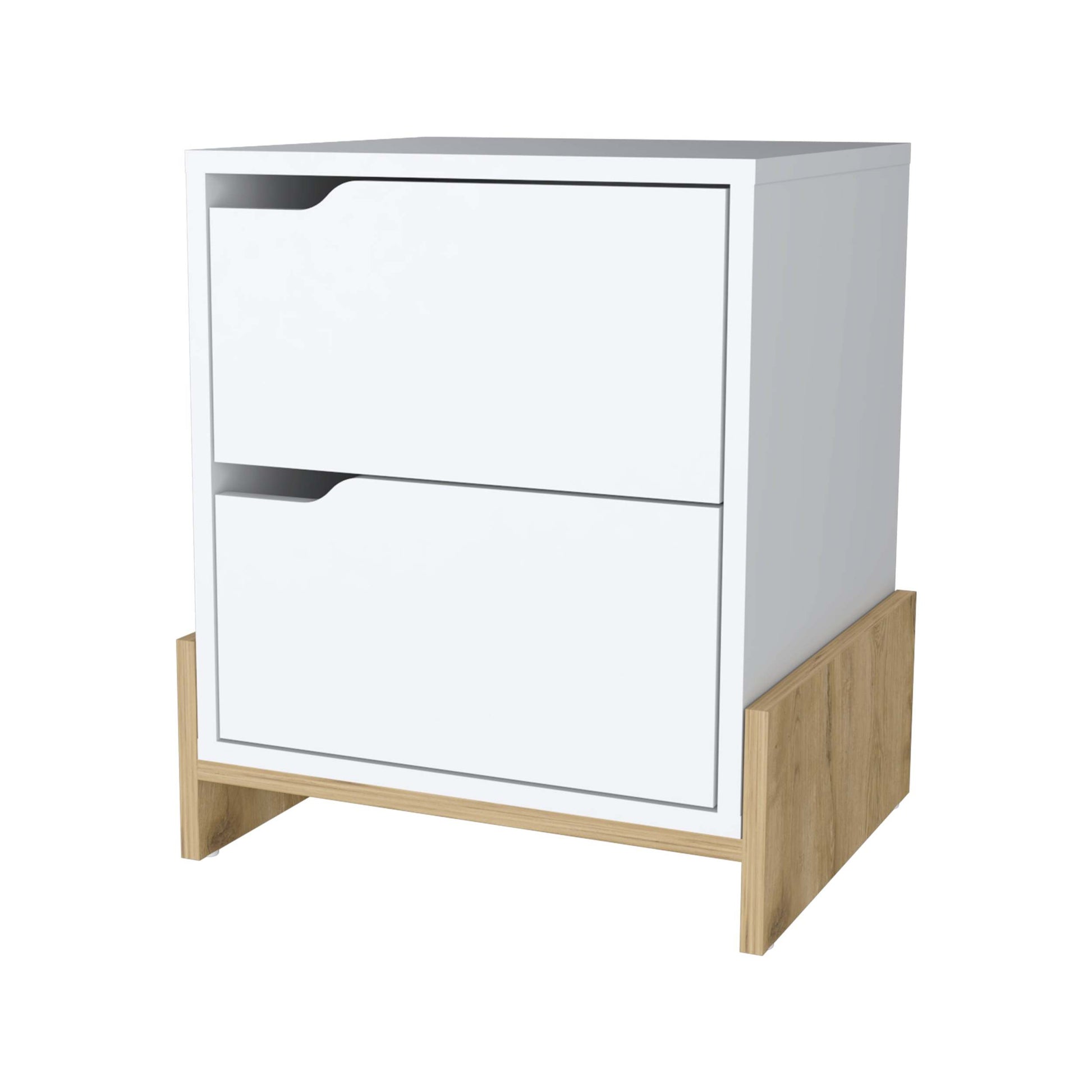 Lovell Nightstand With Sturdy Base And 2 Drawers Multicolor Mdf Engineered Wood