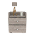 York Nightstand, Superior Top, Two Drawers, Four Casters Black Mdf Engineered Wood