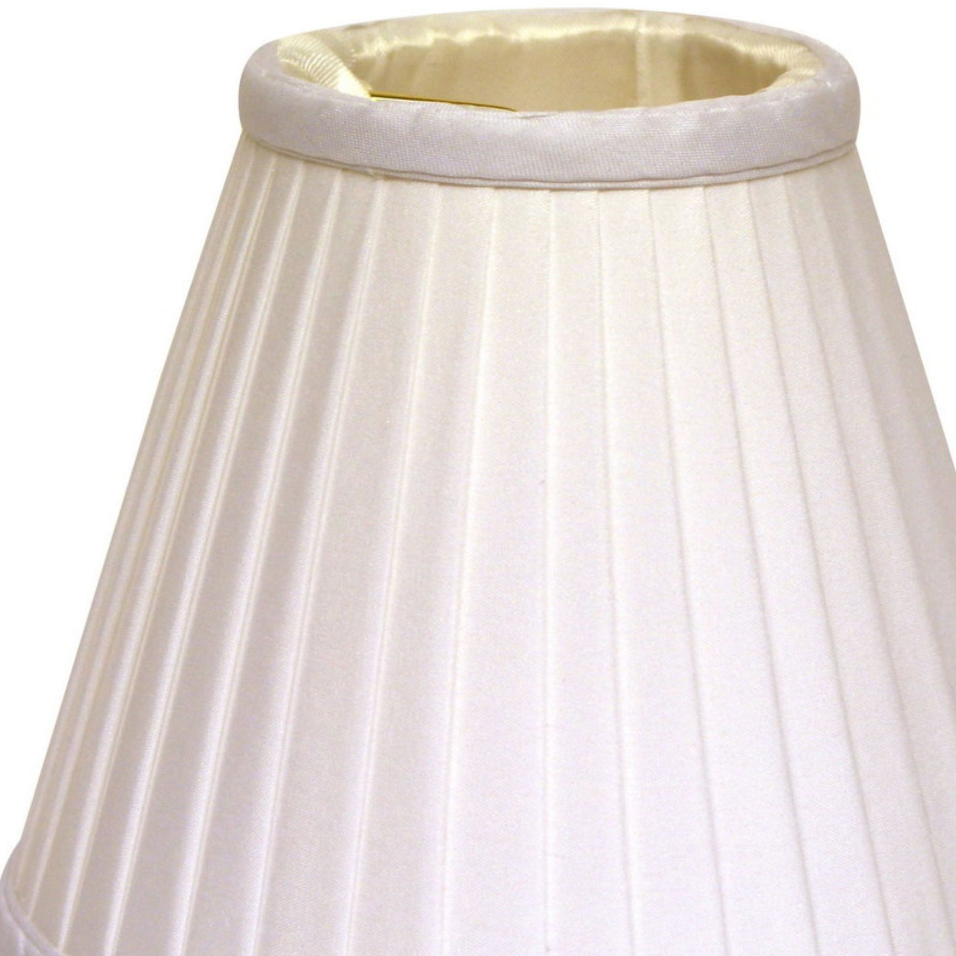 Slant Side Pleat Chandelier Lampshade With Flame Clip, White Set Of 6 White Silk