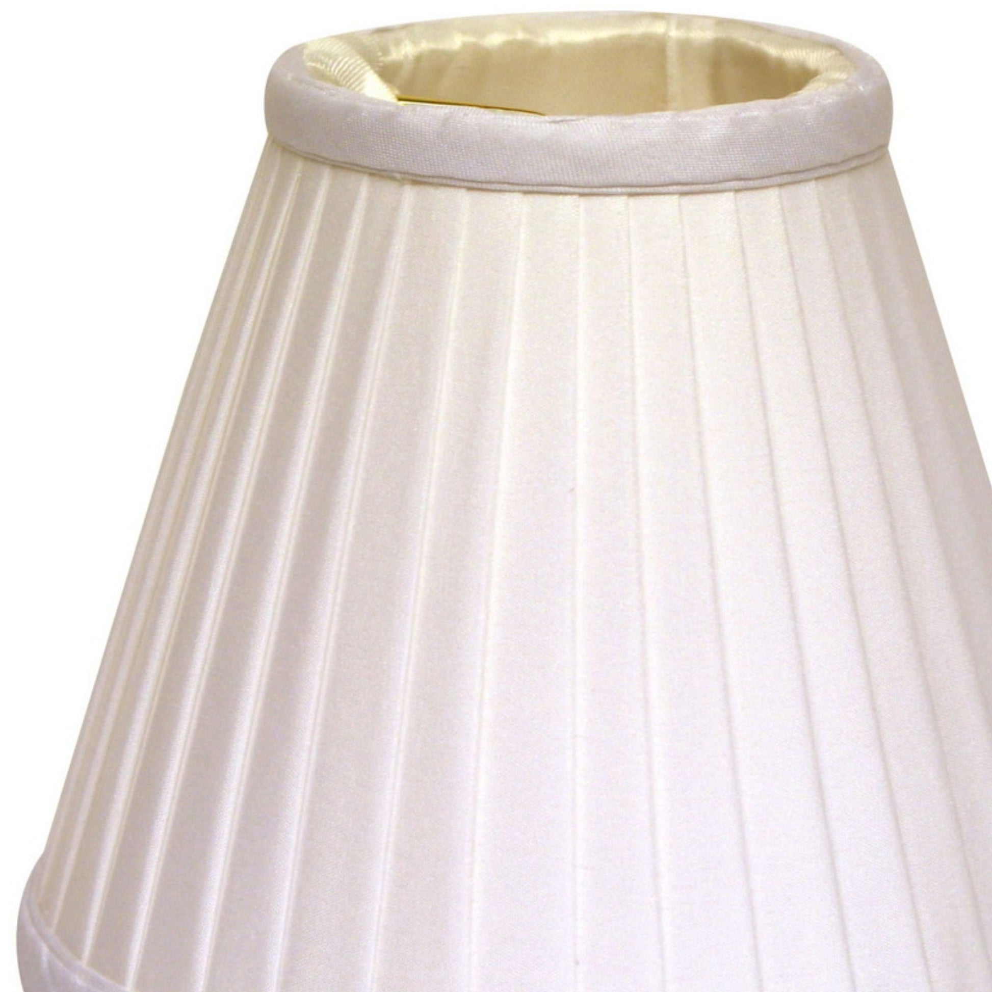 Slant Side Pleat Chandelier Lampshade With Flame Clip, White Set Of 6 White Silk