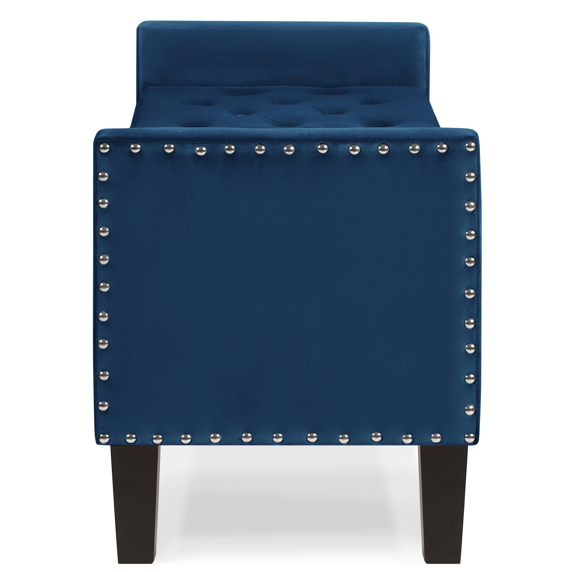 Upholstered Tufted Button Storage Bench With Nails Trim,Entryway Living Room Soft Padded Seat With Armrest,Bed Bench Navy Navy Velvet Modern Rubberwood Internal Storage Foam Velvet