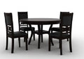 5 Piece Dining Set, Ebony Ebony Rubber Wood