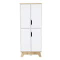 Zurich Double Kitchen Pantry, Double Door Cabinet, Four Shelves Multicolor Mdf Engineered Wood