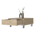 Myers Coffee Table, Four Legs, One Drawer Black Mdf Engineered Wood