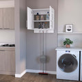 Weiser Wall Storage Cabinet, Space Saver Storage Cabinet With Broom Hangers White Mdf Engineered Wood