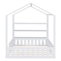 Full Size Wood House Bed With Fence And Detachable Storage Shelves, White Box Spring Not Required Full White Wood Bedroom Bed Frame Solid Wood Mdf