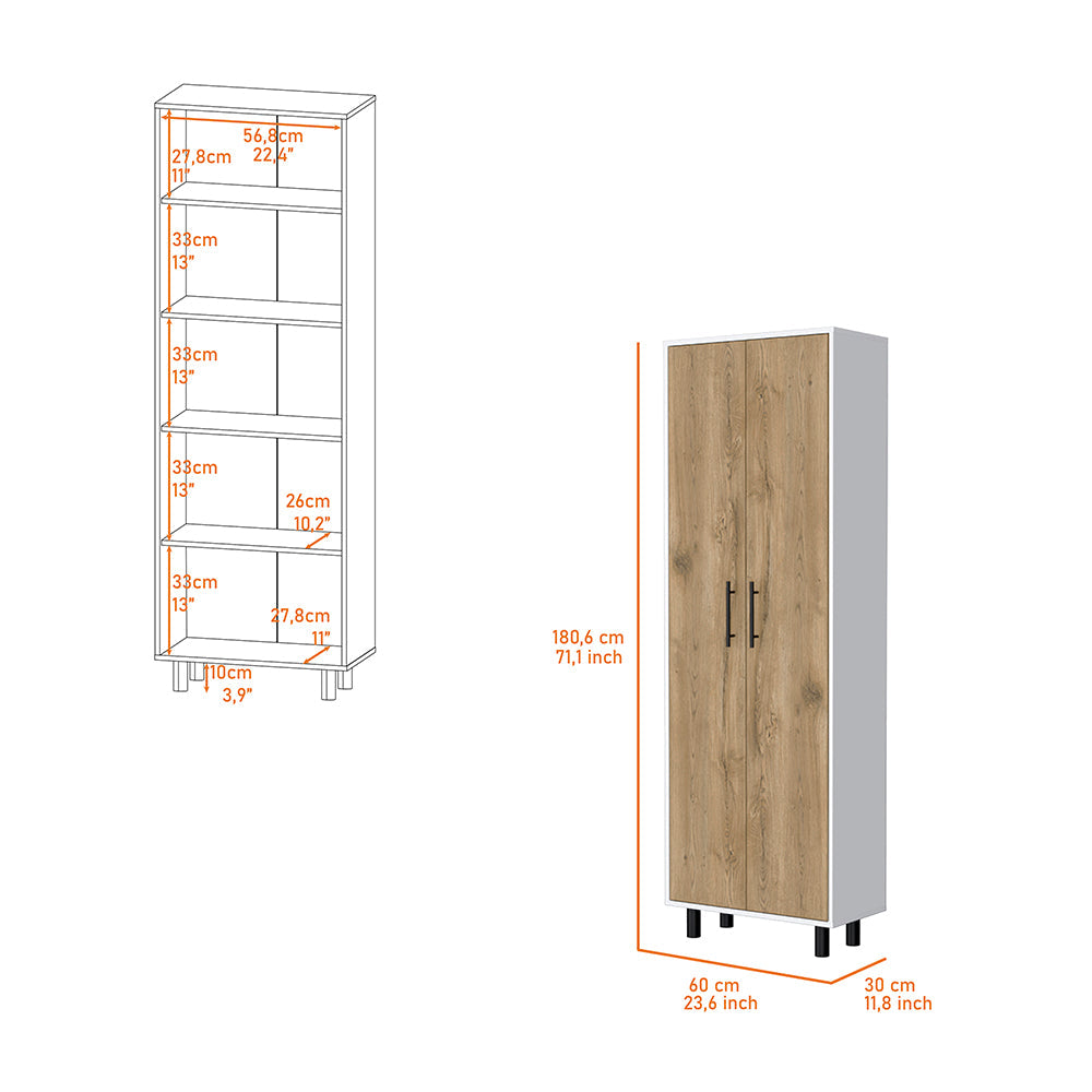 Oklahoma Tall Pantry Cabinet, Cupboard Storage Organizer With 5 Shelf Multicolor Mdf Engineered Wood