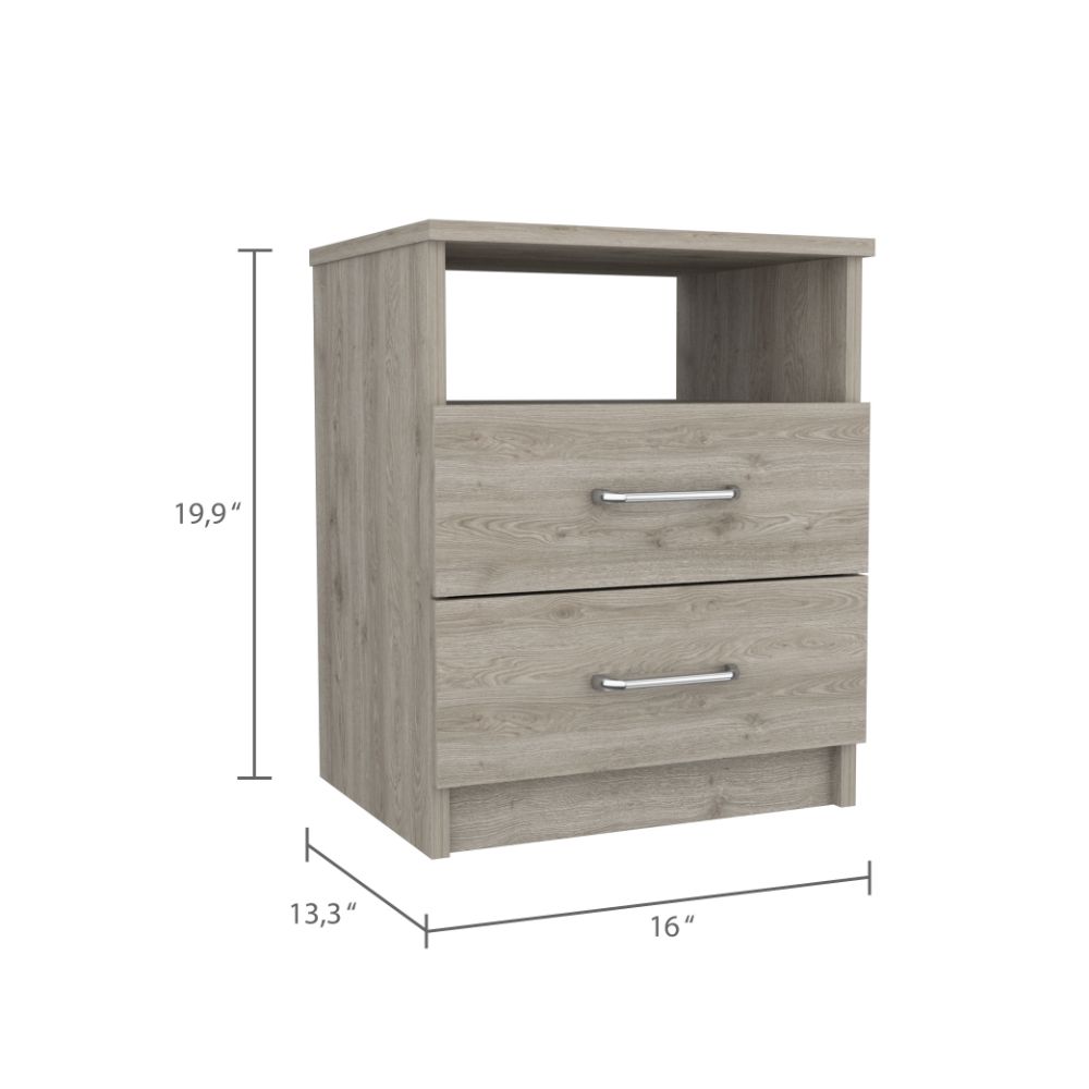 Oklahoma Nightstand,Two Drawers, One Shelf Beige Bedroom Modern Mdf Engineered Wood