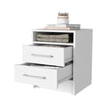 Philadelphia Nightstand, Two Drawers, Concealed Shelf White Mdf Engineered Wood