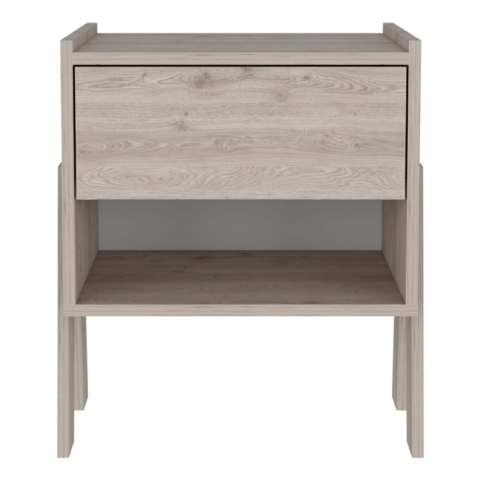 Hyacinth Nightstand, One Drawer, Open Shelf Black 1 Drawer Bedroom Open Storage Modern Pine Storage Pine Particle Board Engineered Wood