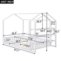 Full Size Wood House Bed With Fence And Detachable Storage Shelves, White Box Spring Not Required Full White Wood Bedroom Bed Frame Solid Wood Mdf