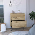 Praga Dresser, Three Drawers, Superior Top, Hairpin Legs Beige Mdf Engineered Wood