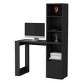 Anson Computer Desk With 4 Tier Bookcase And 1 Door Cabinet Black Computer Desk Office Modern Freestanding Rectangular Bookcase Desk Rectangular Mdf Engineered Wood