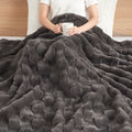 Faux Fur Throw Grey Polyester