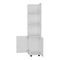 Sunriver Corner Shelf With Cabinet, 3 Tier Shelf, Metal Handles White Mdf Engineered Wood