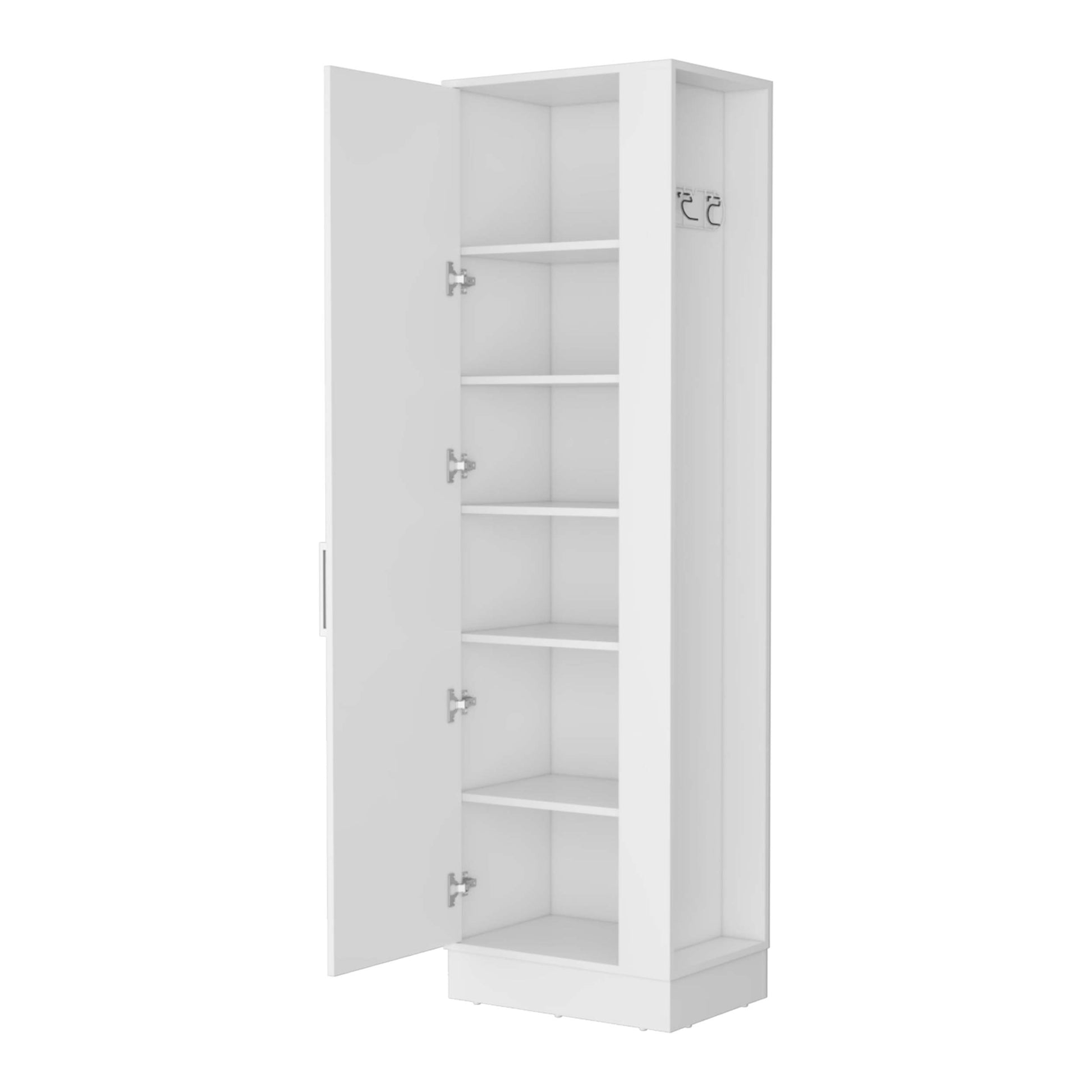 Nampa Storage Cabinet, Single Door, Broom Hangers ,White White Mdf Engineered Wood