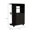 Columba Kitchen Cart, Single Door Cabinet, Four Caster Black Mdf Engineered Wood