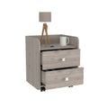 York Nightstand, Superior Top, Two Drawers, Four Casters Black Mdf Engineered Wood