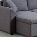 Artemax U Shape Pull Out Sleeper Sectional Sofa With Double Storage Spaces ,Dark Gray Dark Gray Fabric