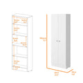 Virginia Double Door Storage Cabinet, Five Shelves White Mdf Engineered Wood