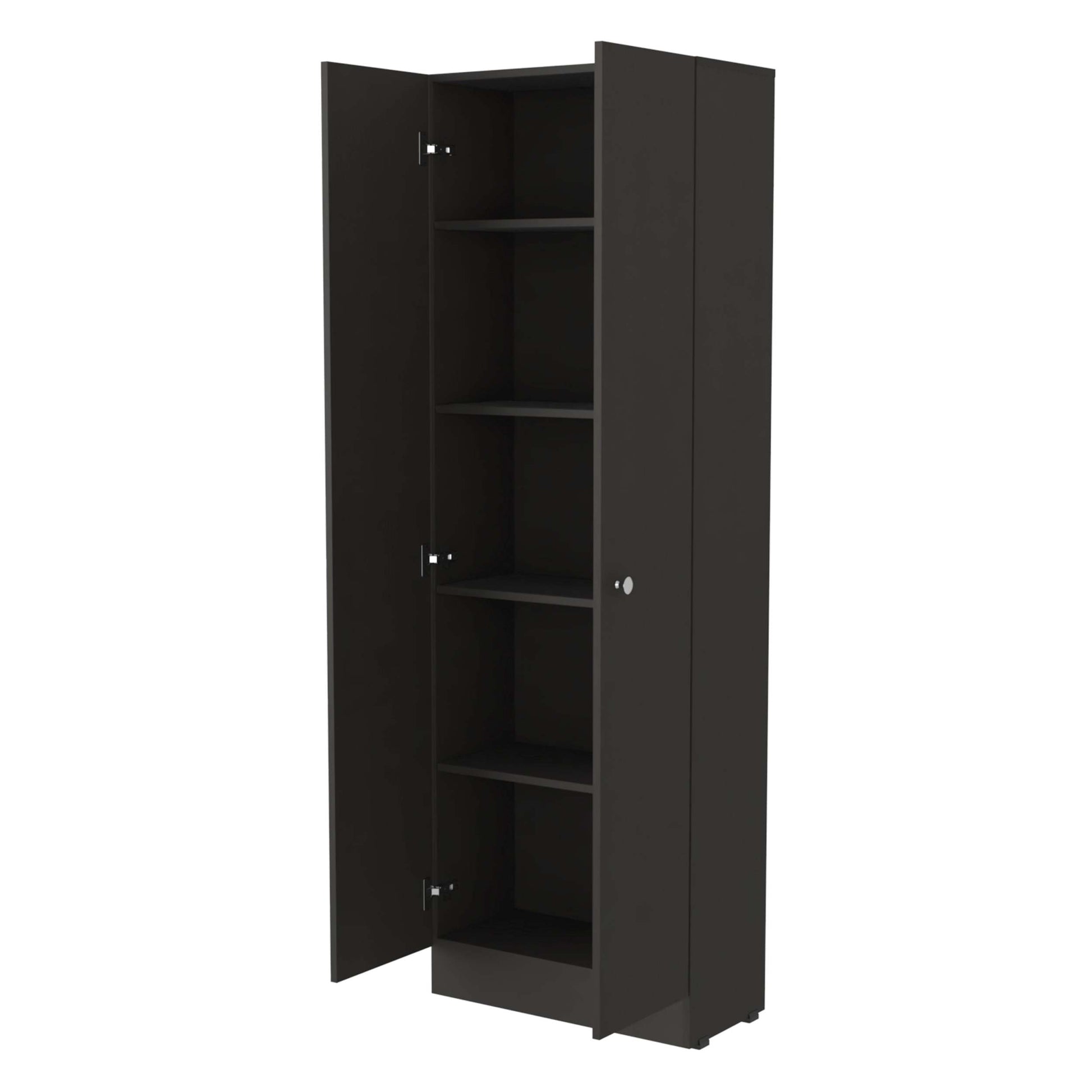 Virginia Double Door Storage Cabinet, Five Shelves Black Mdf Engineered Wood
