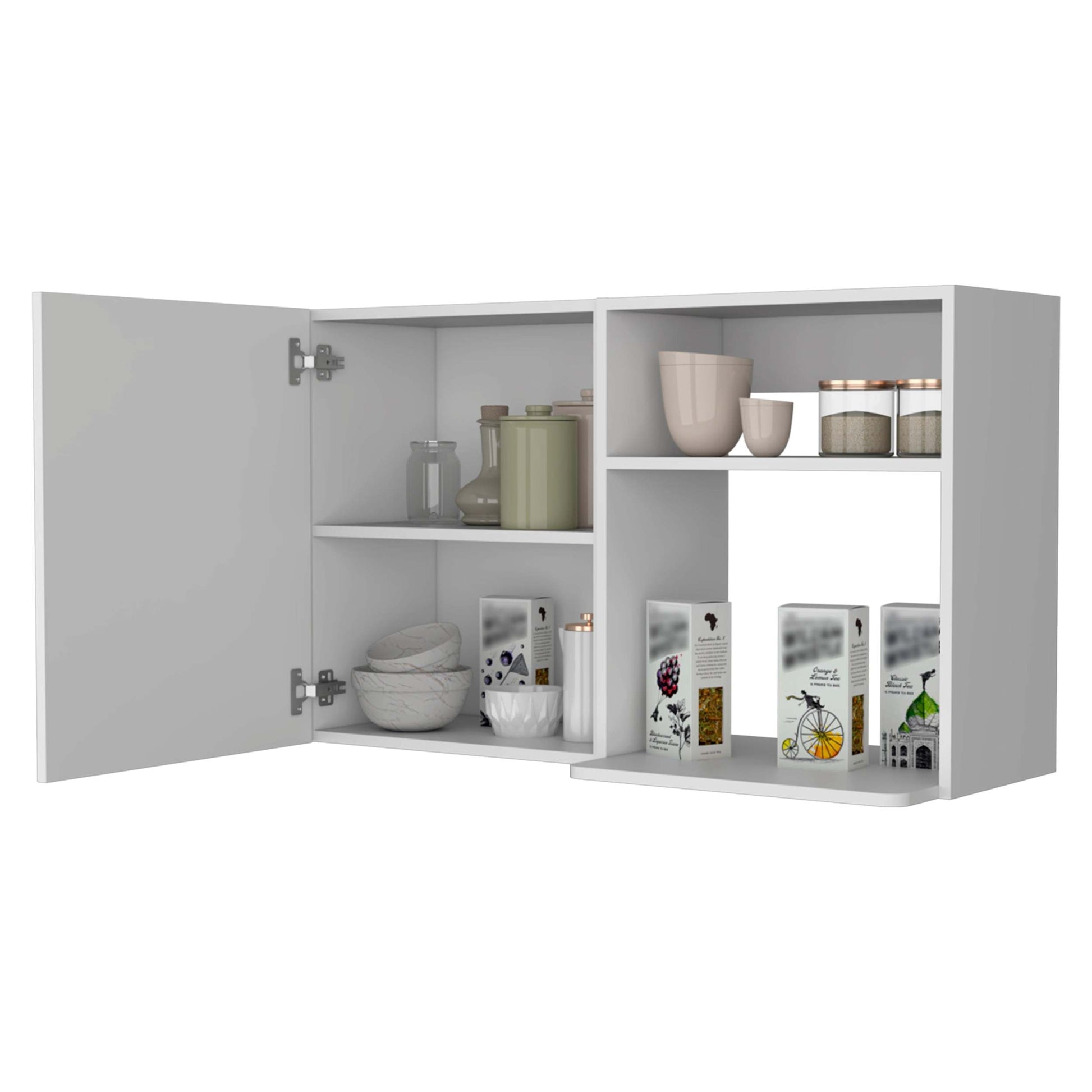 Oklahoma 2 Wall Cabinet, 2 Door Stackable Wall Mounted Storage Cabinet With 2 Side Shelf White Mdf Engineered Wood