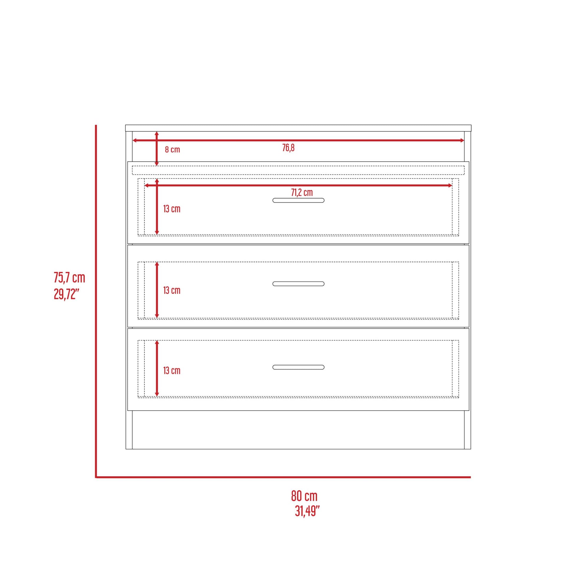 California Drawer Dresser, Four Spacious Drawers, Superior Top Multicolor Modern Melamine Engineered Wood