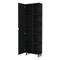 Los Angeles Linen Cabinet, Mirror, Five Shelves Black 1 5 Bathroom Mdf Engineered Wood