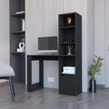 Anson Computer Desk With 4 Tier Bookcase And 1 Door Cabinet Black Mdf Engineered Wood