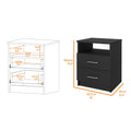 Oklahoma Nightstand,Two Drawers, One Shelf Black Mdf Engineered Wood