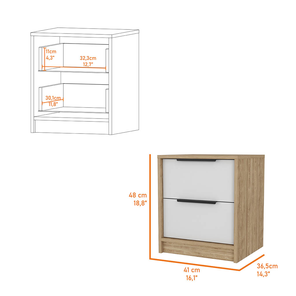 Washington Nightstand, Two Large Drawers Multicolor 2 Drawers Bedroom Rectangle Modern Shelf Mdf Engineered Wood