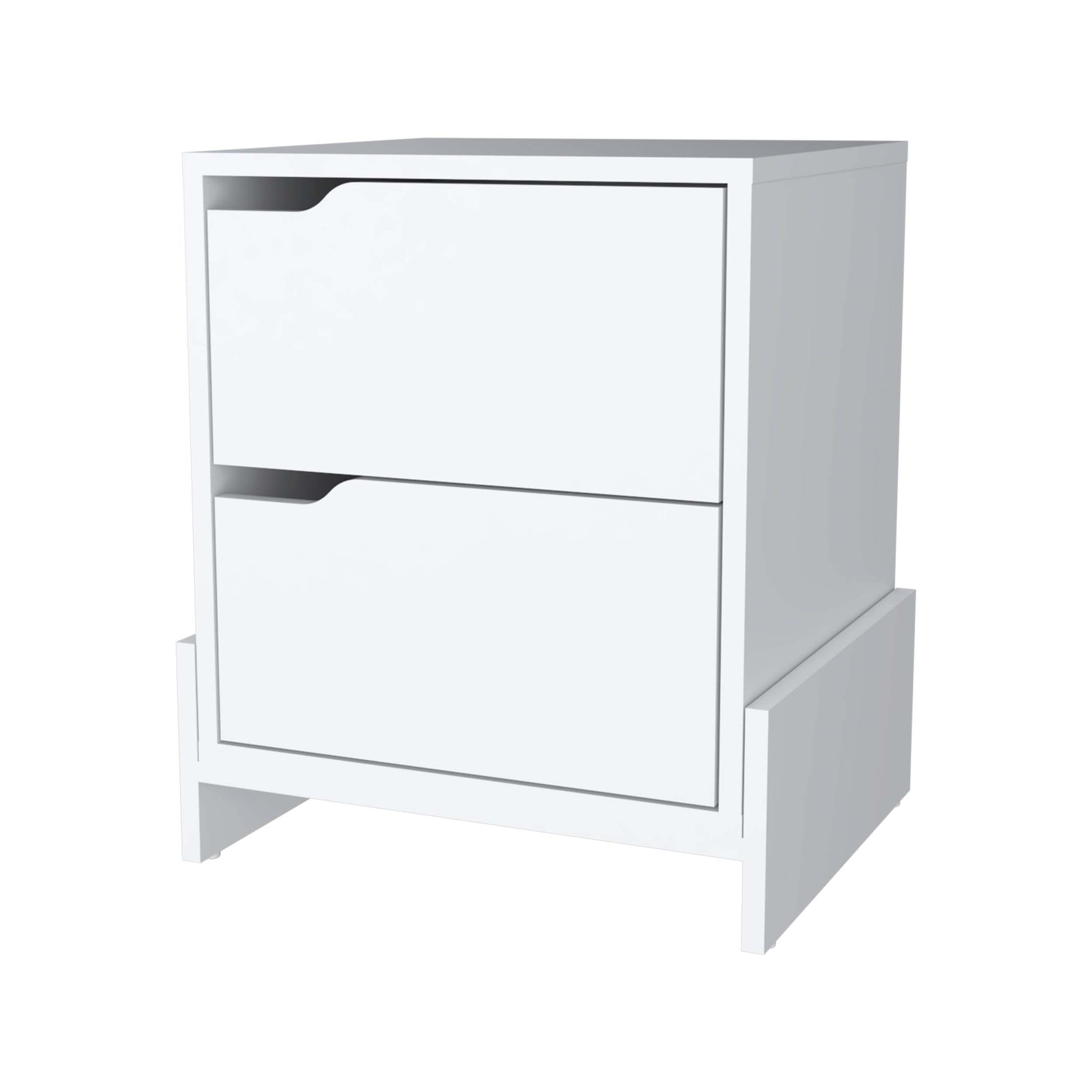 Lovell Nightstand With Sturdy Base And 2 Drawers White Mdf Engineered Wood