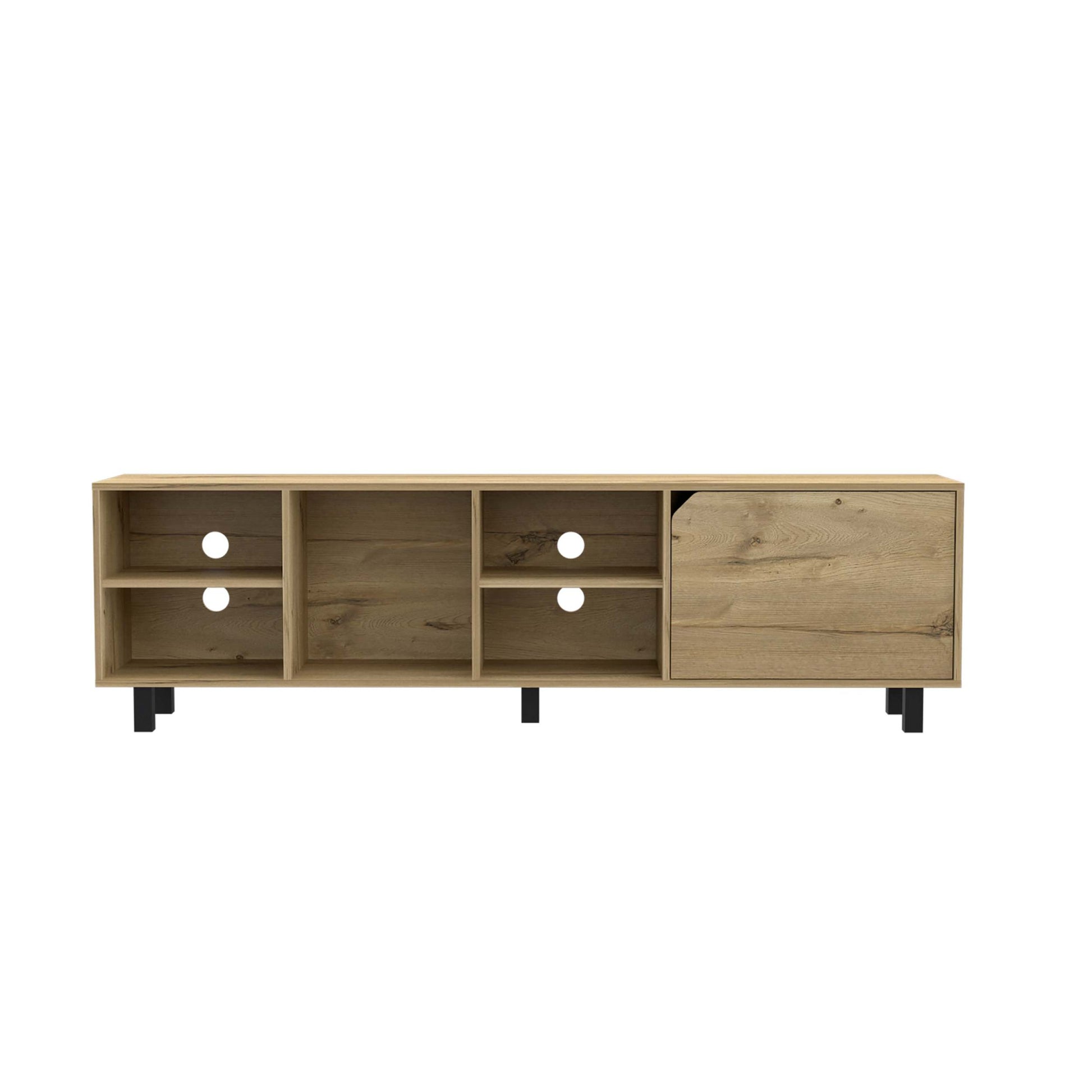 Native Tv Stand For Tv S Up 70", Four Open Shelves, Five Legs Beige Mdf Engineered Wood