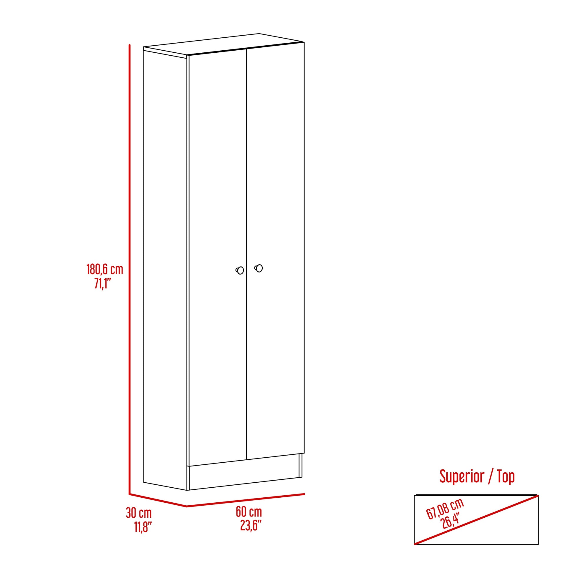 Virginia Double Door Storage Cabinet, Five Shelves Multicolor Mdf Engineered Wood