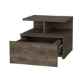 Augusta Floating Nightstand With 2 Tier Shelf And 1 Drawer Brown Mdf Engineered Wood