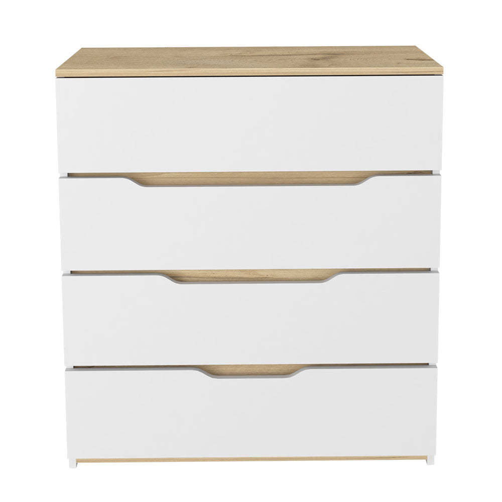 California Drawer Dresser, Four Spacious Drawers, Superior Top Multicolor Modern Melamine Engineered Wood