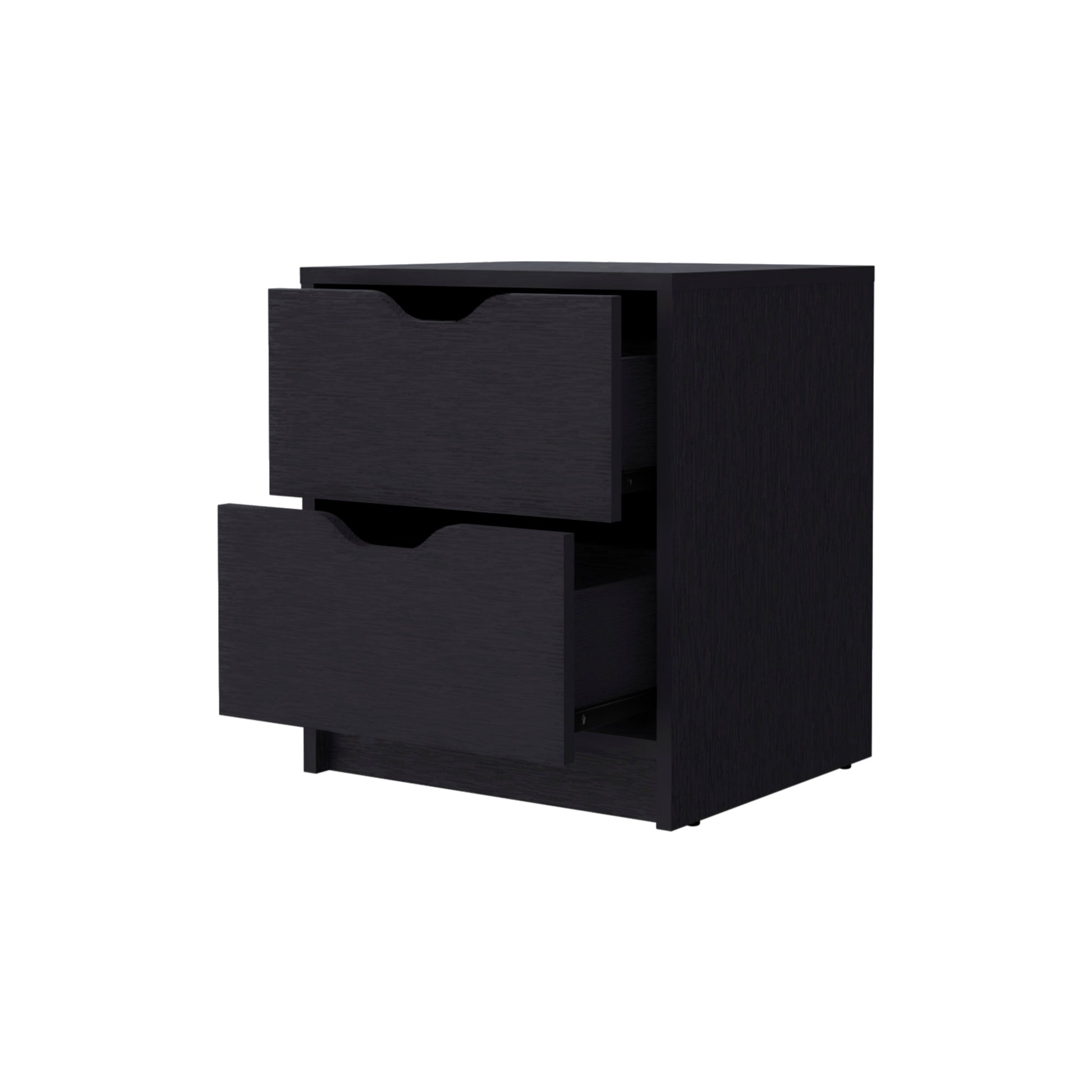 Dillon 2 Drawers Nightstand, Bedside Table With Storage Black 2 Drawers Bedroom Rectangle Modern Shelf Mdf Engineered Wood