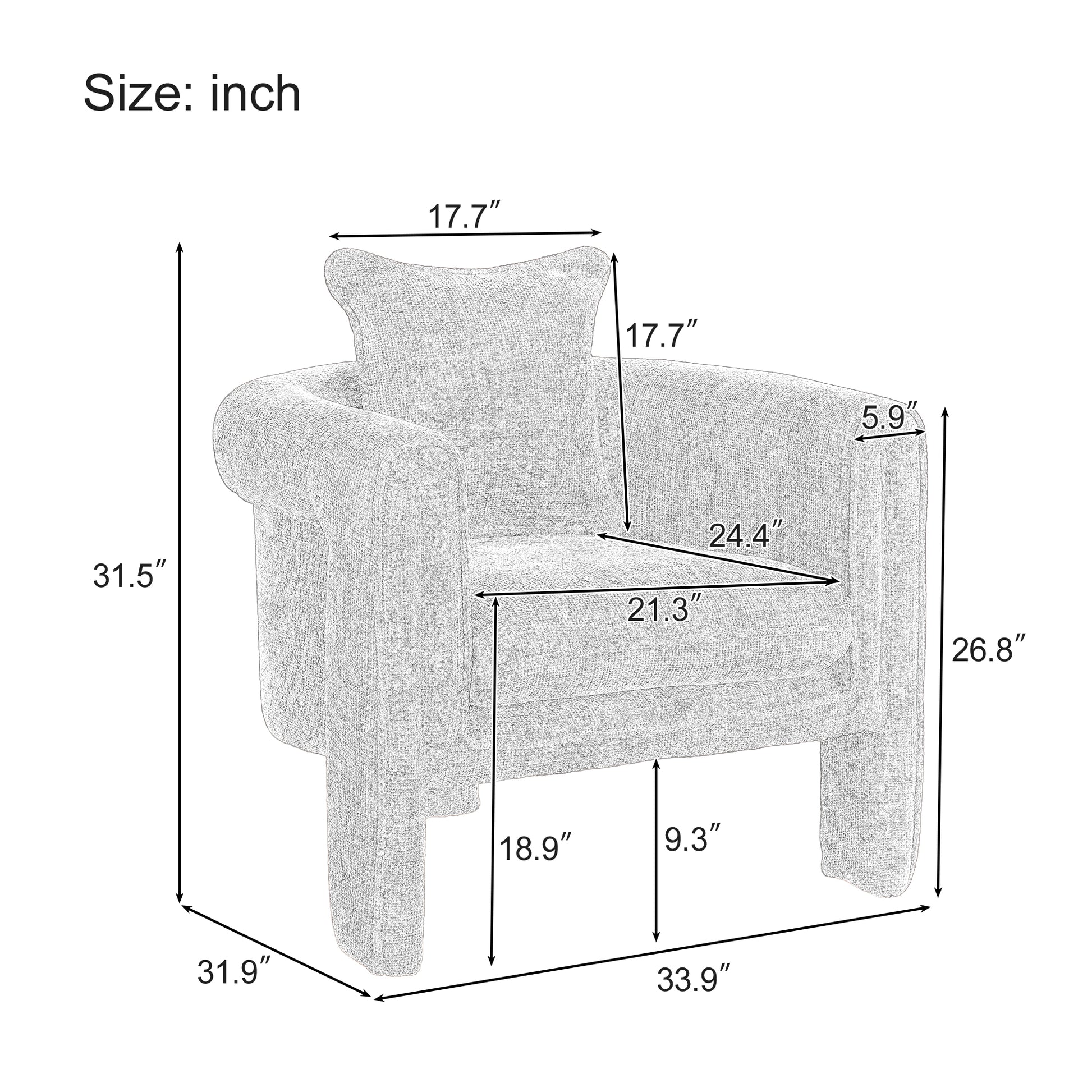 Modern Style Accent Chair Armchair For Living Room, Bedroom, Guest Room,Office, Ivory Ivory Upholstered