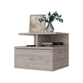 Augusta Floating Nightstand With 2 Tier Shelf And 1 Drawer Beige Mdf Engineered Wood