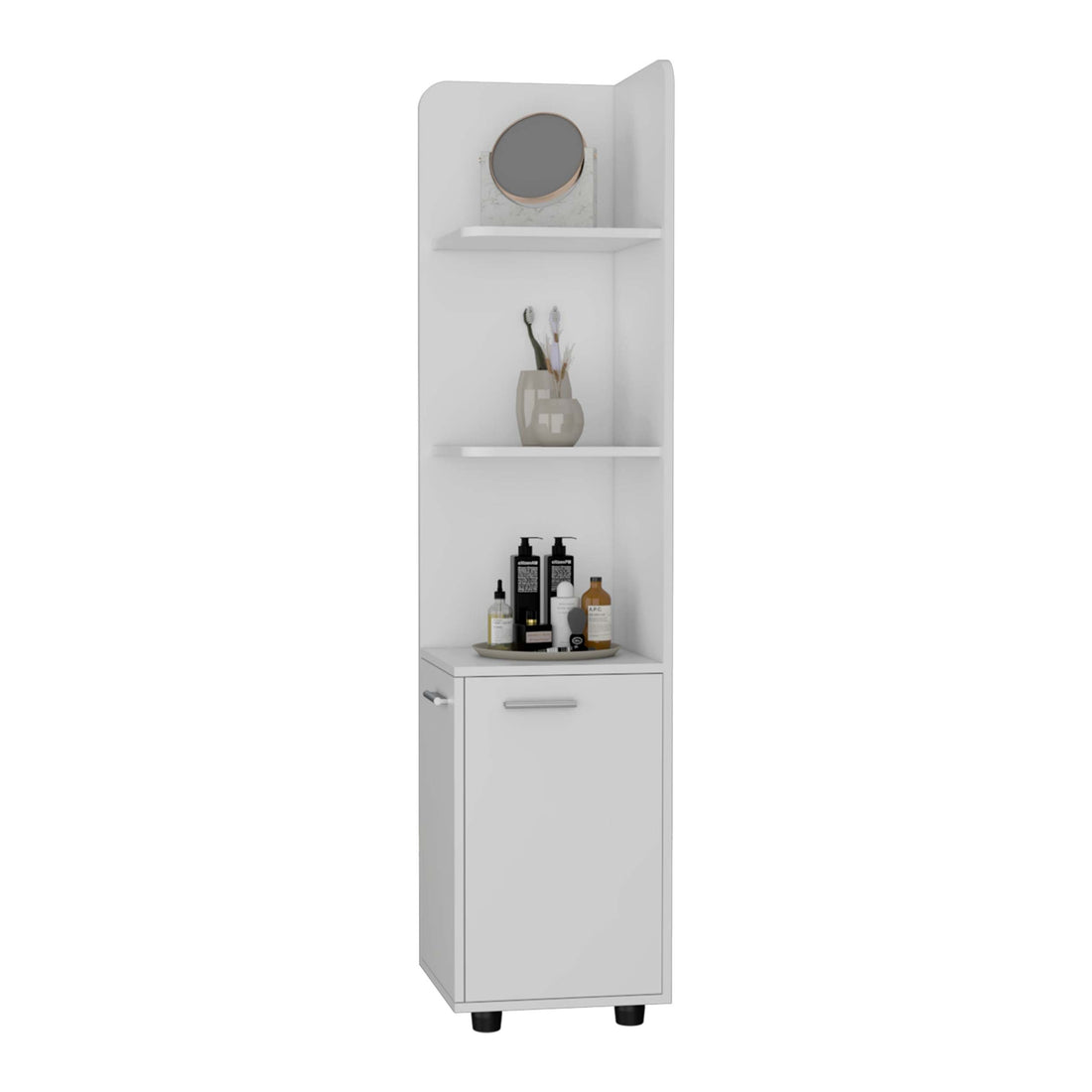 Nampa Storage Cabinet, Single Door, Broom Hangers ,White White Mdf Engineered Wood