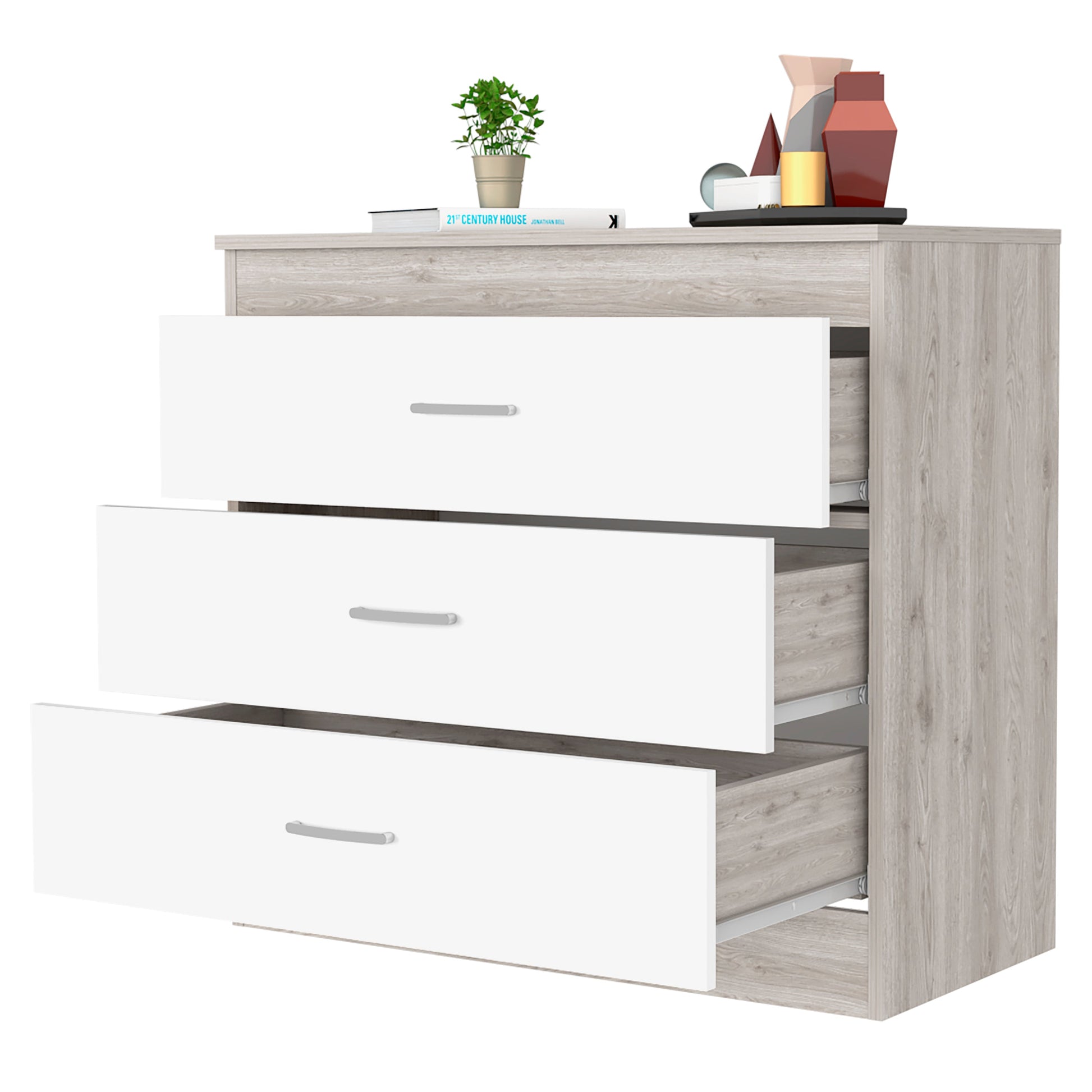 Cambridge Three Drawers Dresser Multicolor Mdf Engineered Wood