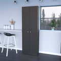 Virginia Double Door Storage Cabinet, Five Shelves Black Mdf Engineered Wood