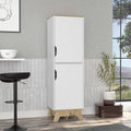 British Single Kitchen Pantry, Four Storage Shelves, Double Doors Cabinets Multicolor Mdf Engineered Wood