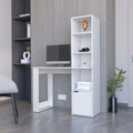 Anson Computer Desk With 4 Tier Bookcase And 1 Door Cabinet White Mdf Engineered Wood