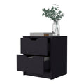 Dillon 2 Drawers Nightstand, Bedside Table With Storage Black 2 Drawers Bedroom Rectangle Modern Shelf Mdf Engineered Wood