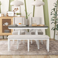 6 Piece Classic Dining Table Set, Rectangular Extendable Dining Table With Two 12